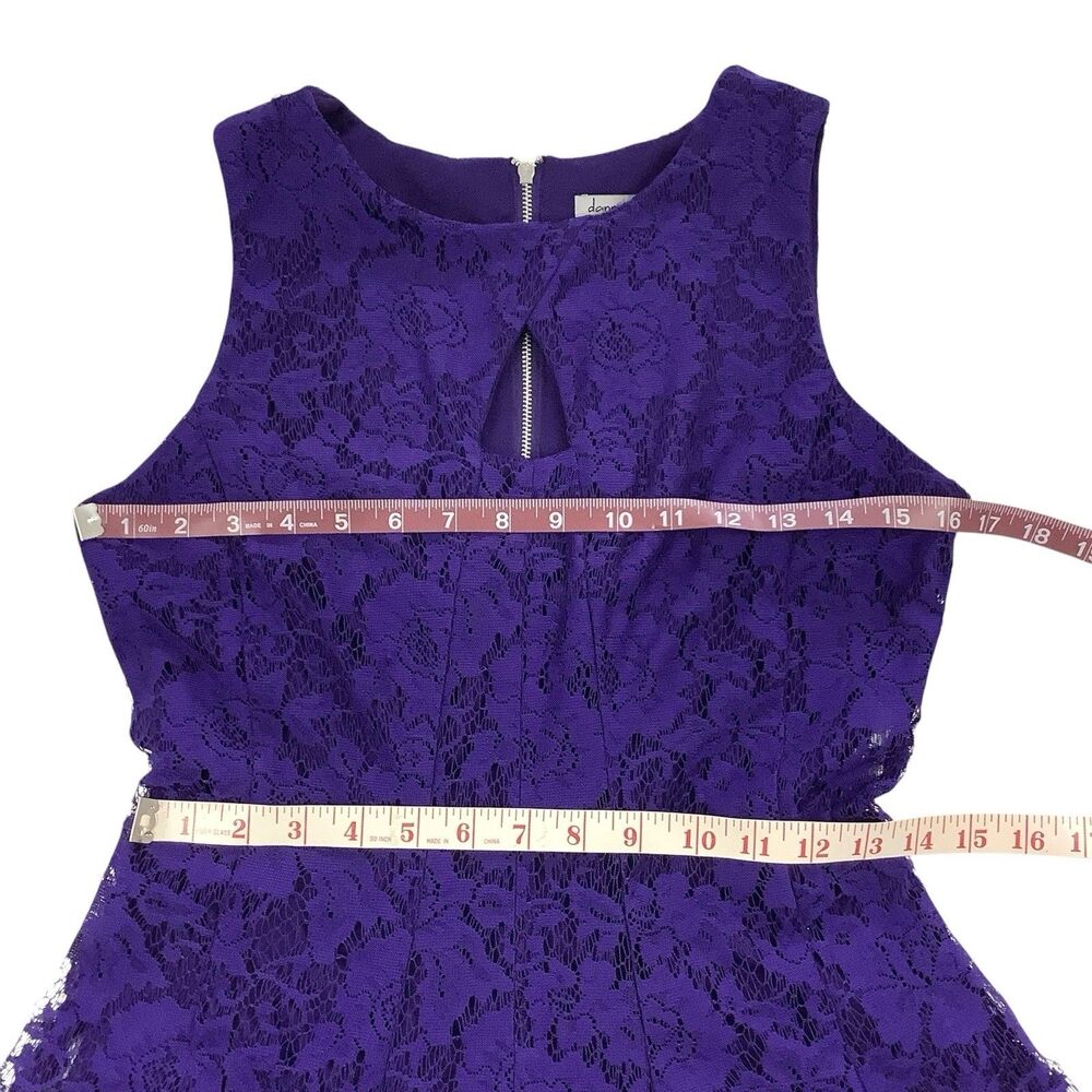 Purple Lace Sleeveless Dress Women Size 6 Fit & Flare Keyhole Coquette Fairy - Picture 9 of 14